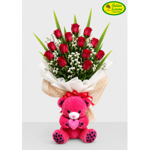 Valentine Bouquet with Bear