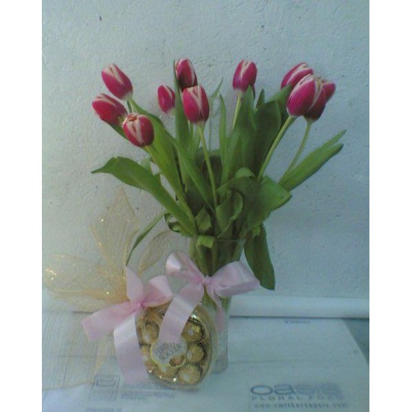 Tulips with Ferrero